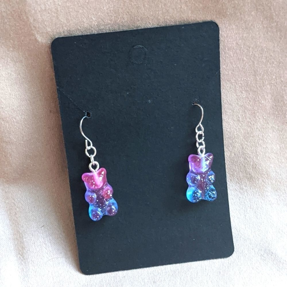 🛍 Pink to Blue Gummy Bear Earrings